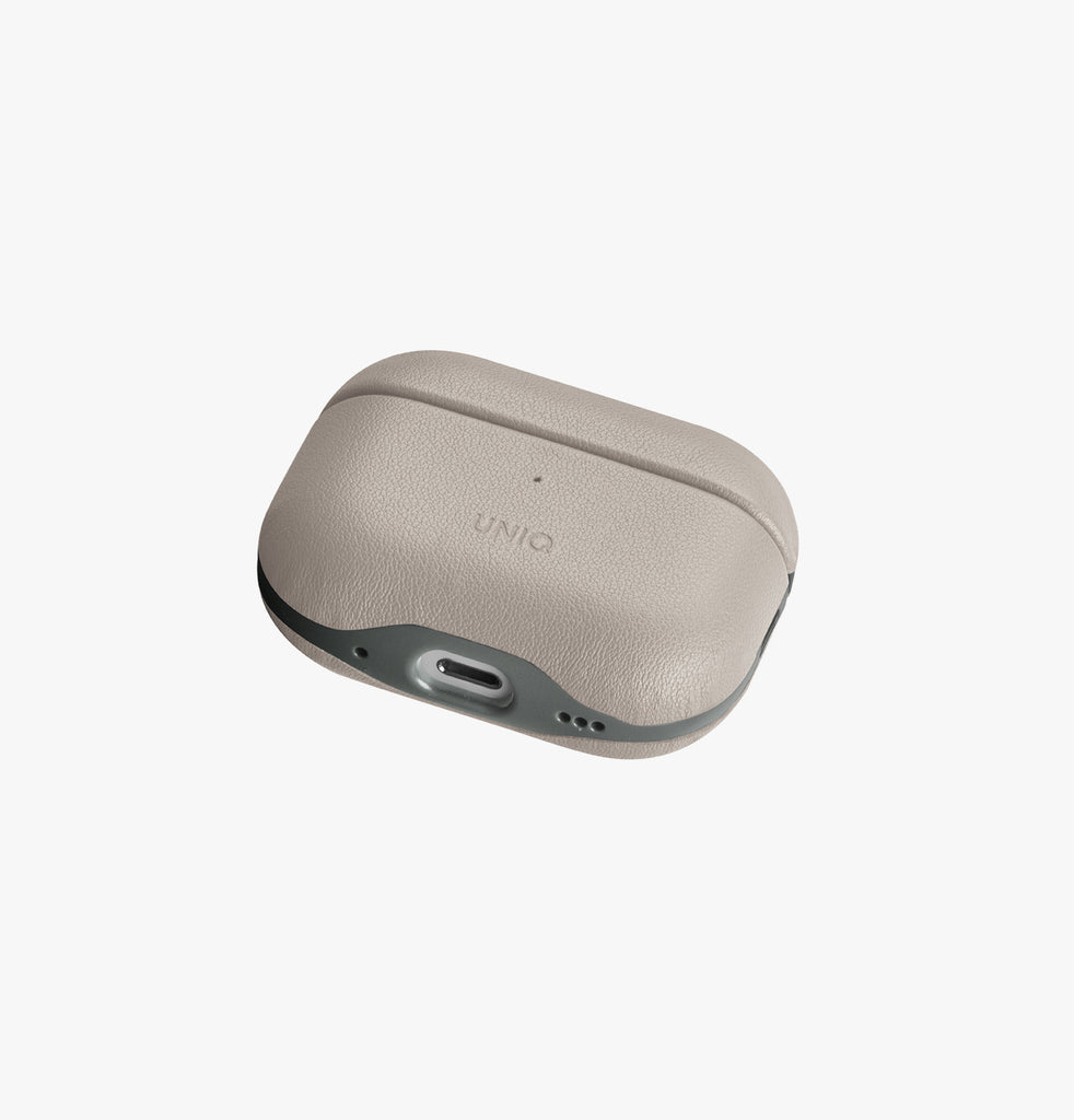 Lyden DS | Slim leatherette AirPods Pro (2nd Gen) Case | UNIQ | Side Ivory