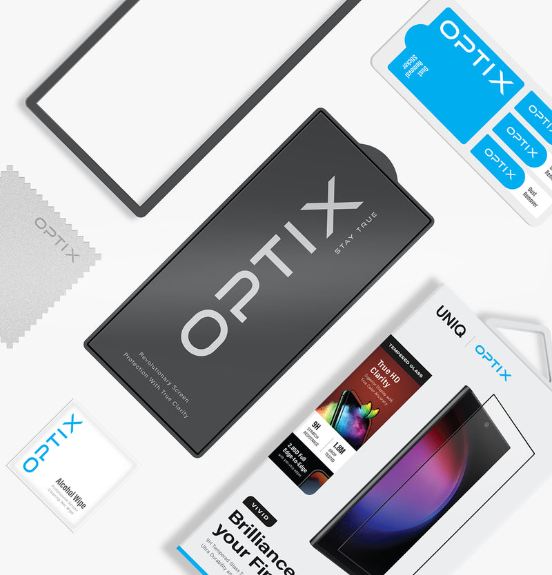 Optix Vivid | Tempered Glass Screen Protector for Samsung S24 Ultra | UNIQ | Installation Kits