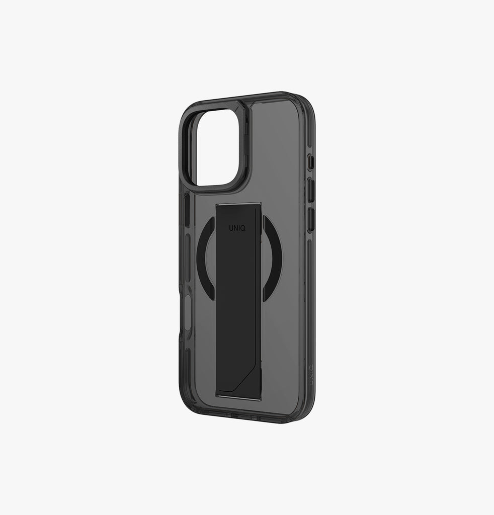 Heldro Max | iPhone 16 Pro Magnetic Charging FlexGrip™️ Case with Camera Stand | UNIQ | Side Smoke