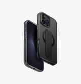 Heldro Max | iPhone 16 Pro Max Magnetic Charging FlexGrip™️ Case with Camera Stand | UNIQ | Front & Back Smoke 789