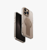 Heldro Max | iPhone 16 Pro Max Magnetic Charging FlexGrip™️ Case with Camera Stand | UNIQ | Front & Back taupegold 789