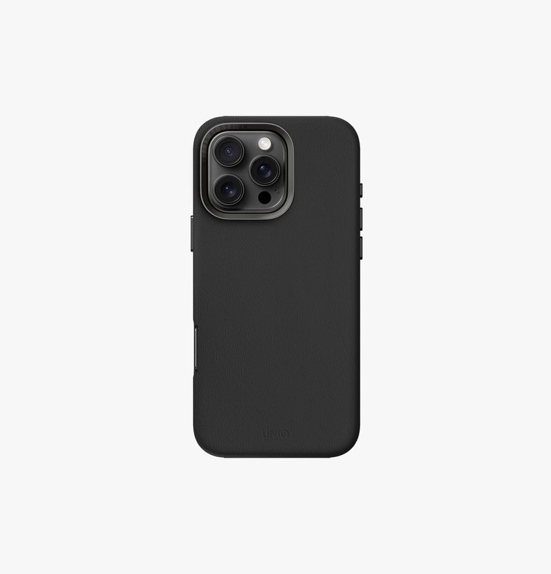 Lyden | iPhone 16 Pro Vegan Leather Case | UNIQ | Front Black