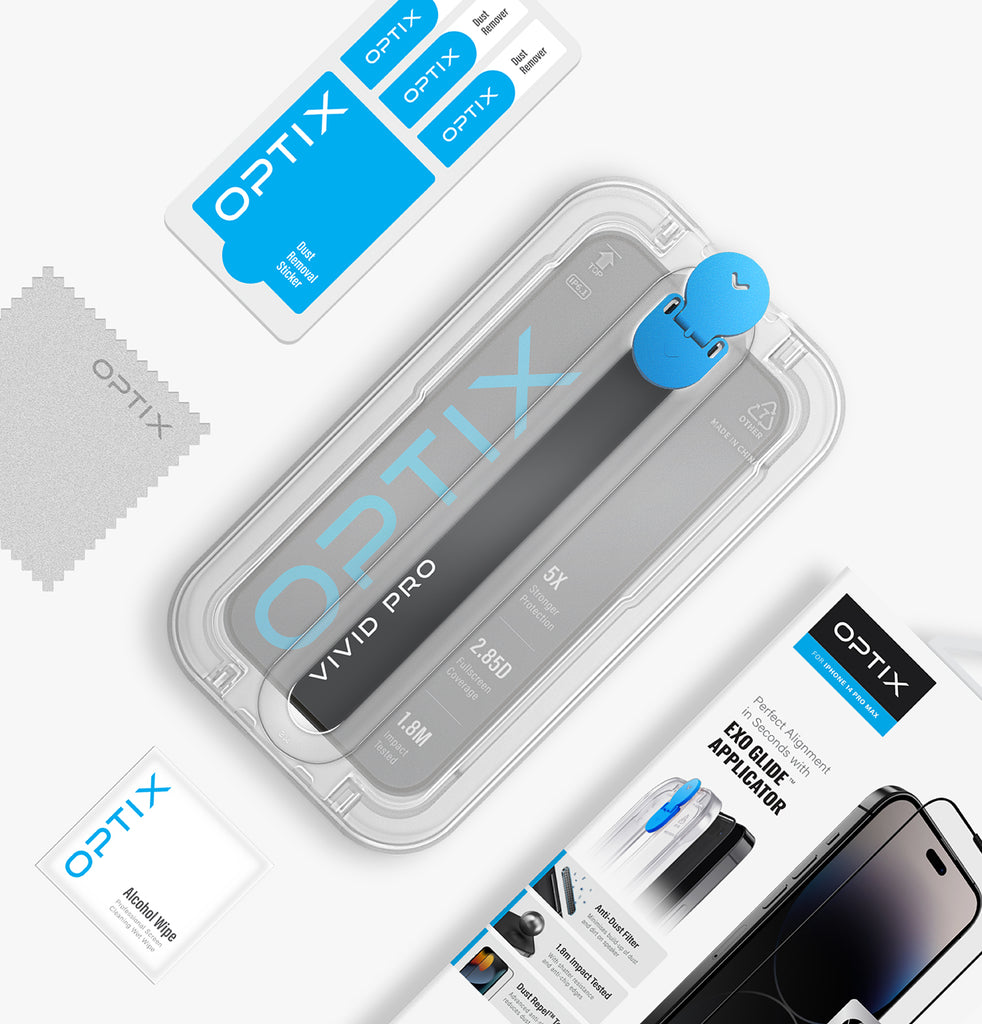 Optix Vivid Pro Clear Screen Protector with EXO Glide™ Applicator